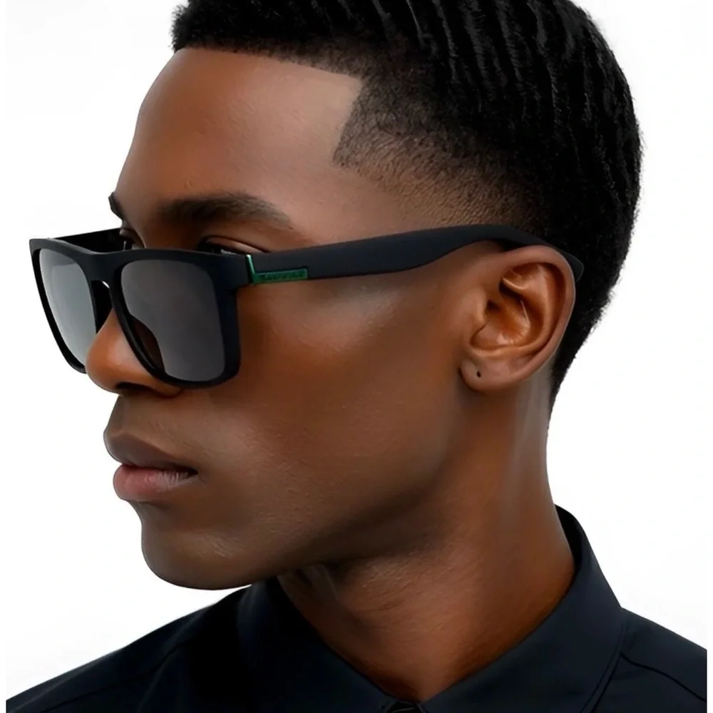 Mens Black Polarized Sunglasses Square Frame Sport Wrap Outdoor Hip Hop Gangster